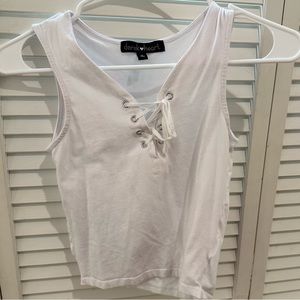 Lace up white crop top